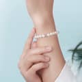 925 Silver Gold Plated Baroque Natural Freshwater Pearl Threaded Beaded Bracelet 2