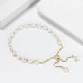 14K Gold Plated 925 Sterling Silver Freshwater Pearl Bead Bracelet 1