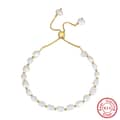 14K Gold Plated 925 Sterling Silver Freshwater Pearl Bead Bracelet 5