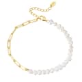Cuban Link 925 Sterling Silver Baroque Pearl Bracelet 1