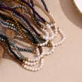 Freshwater Pearl Beaded Necklace Waterproof Stainless Steel PVD Coated Cut Crystal Beads 1
