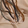 Freshwater Pearl Beaded Necklace Waterproof Stainless Steel PVD Coated Cut Crystal Beads 2