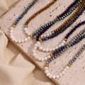 Freshwater Pearl Beaded Necklace Waterproof Stainless Steel PVD Coated Cut Crystal Beads 3
