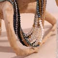 Freshwater Pearl Beaded Necklace Waterproof Stainless Steel PVD Coated Cut Crystal Beads 5