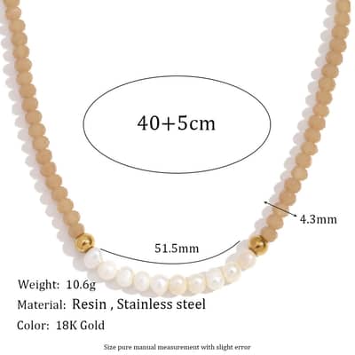 Freshwater Pearl Beaded Necklace Waterproof Stainless Steel PVD Coated Cut Crystal Beads detail 6