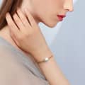 Single Natural Freshwater Pearl Charm Minimalist Bracelet, 925 Sterling Silver 14K Gold Plated 4