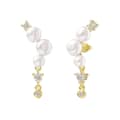 Luxury Fashion 14K Gold Plated 925 Sterling Silver Freshwater Pearl Zircon Earrings 1