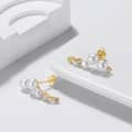 Luxury Fashion 14K Gold Plated 925 Sterling Silver Freshwater Pearl Zircon Earrings 2