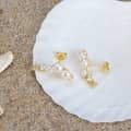 Luxury Fashion 14K Gold Plated 925 Sterling Silver Freshwater Pearl Zircon Earrings 5