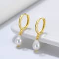 Hypoallergenic 925 Sterling Silver Hoop Unique Freshwater Natural Baroque Dangle Pearl Earrings 2