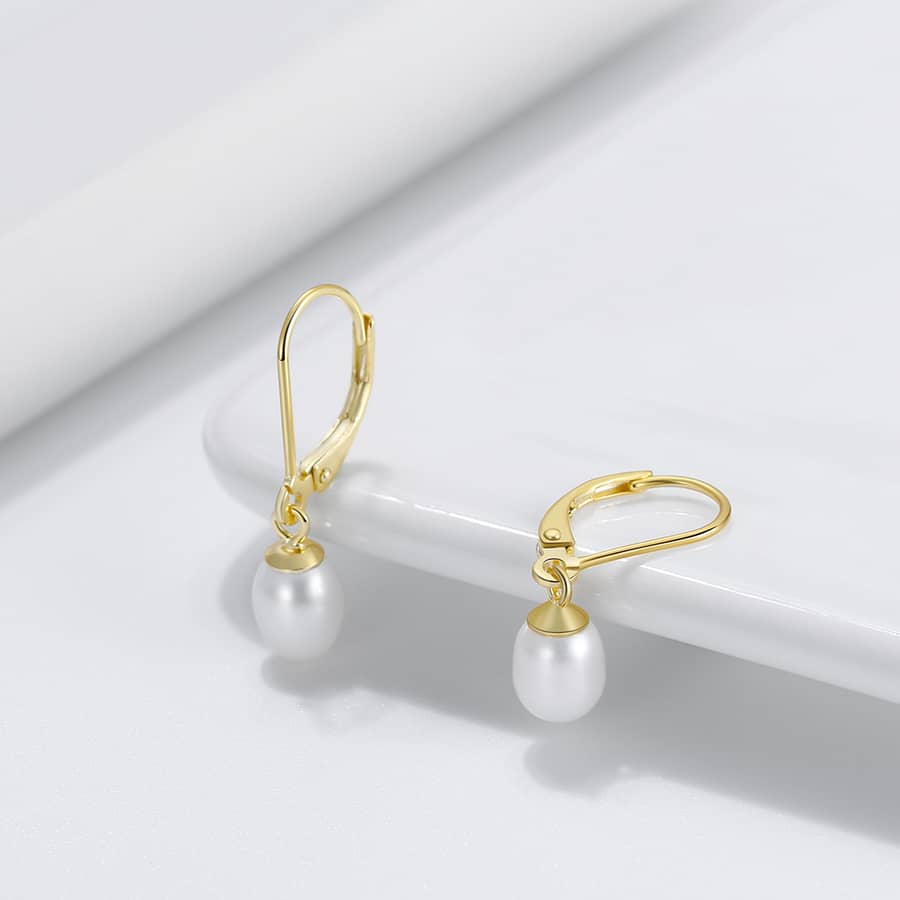 S925 Silver Natural Freshwater Pearl Pendant Drop Earrings Real Pearl Dangle Earrings - main