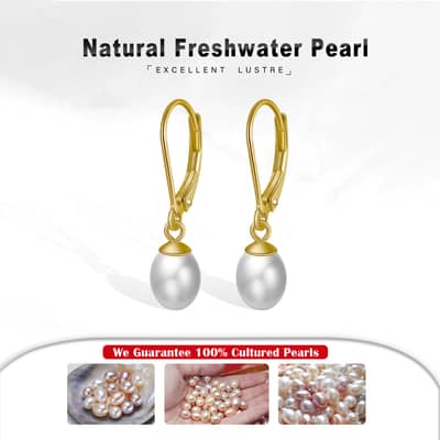 S925 Silver Natural Freshwater Pearl Pendant Drop Earrings Real Pearl Dangle Earrings detail 5