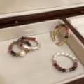 Trendy Tourmaline Pearl Natural Stone Ring With Colorful Beaded Broken Silver 2