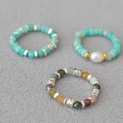 Freshwater Pearl Natural Stone Ring With Colorful Tourmaline Beads And Broken Silver detail 1