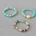 Freshwater Pearl Natural Stone Ring With Colorful Tourmaline Beads And Broken Silver 1