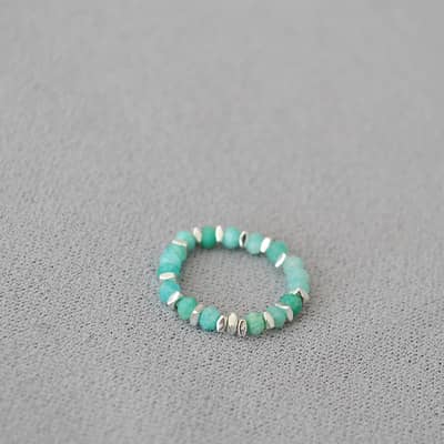 Freshwater Pearl Natural Stone Ring With Colorful Tourmaline Beads And Broken Silver detail 5