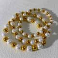 Handmade Beaded Pearl Bracelet Stainless Steel Beads 18K PVD Coated Waterproof Three Bracelets 1
