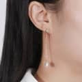 925 Sterling Silver 14K Gold Plated Chain Freshwater Long Fringe Earrings Zircon Pearl 2