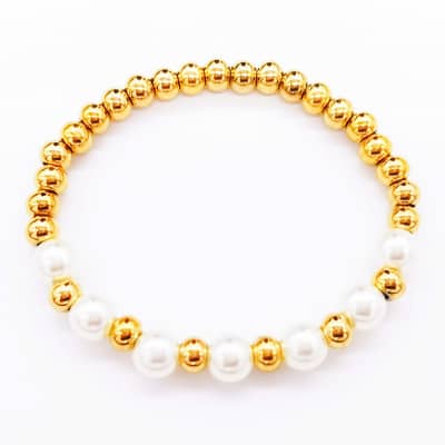 INS Style Pearl Stainless Steel Bracelet Beads 18K PVD Coated Waterproof detail 1