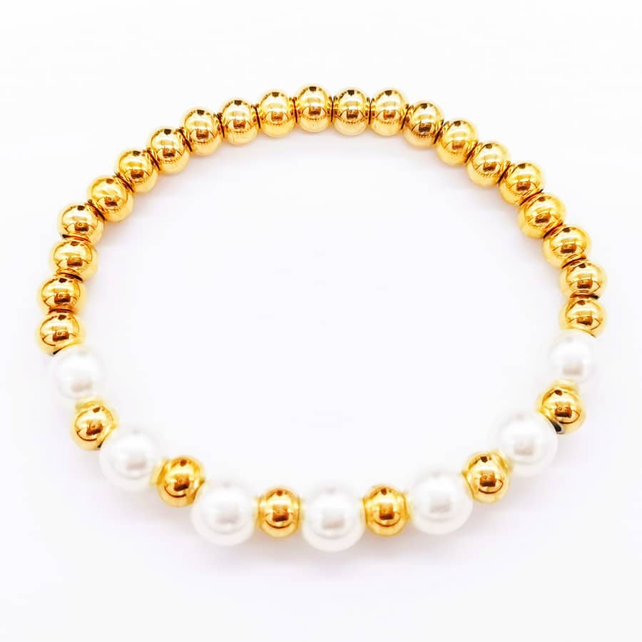 INS Style Pearl Stainless Steel Bracelet Beads 18K PVD Coated Waterproof - main