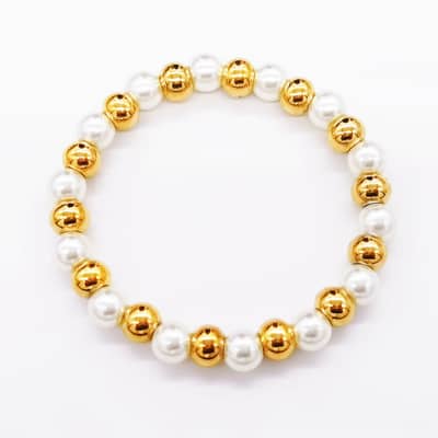 INS Style Pearl Stainless Steel Bracelet Beads 18K PVD Coated Waterproof detail 3