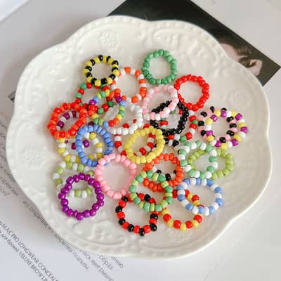 Stylish Minimalist Bohemian Colorful Beads Ring detail 4
