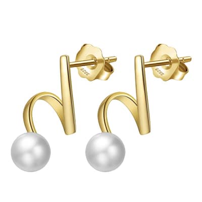 925 Sterling Silver Twisted Freshwater Pearl Earrings detail 1