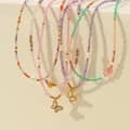 Natural Stone Handmade Beaded Stainless Steel Pearl Necklace Butterfly 18K PVD Coated Waterproof Pearl 2