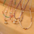 Natural Stone Handmade Beaded Stainless Steel Pearl Necklace Butterfly 18K PVD Coated Waterproof Pearl 3