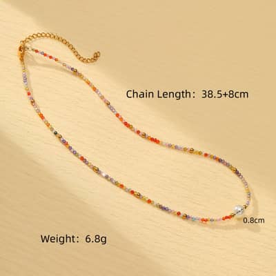 Natural Stone Handmade Beaded Stainless Steel Pearl Necklace Butterfly 18K PVD Coated Waterproof Pearl detail 5