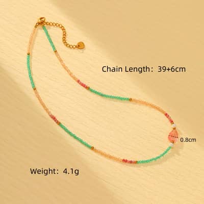 Natural Stone Handmade Beaded Stainless Steel Pearl Necklace Butterfly 18K PVD Coated Waterproof Pearl detail 6