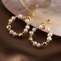 14K Gold Plated 925 Silver Freshwater Pearl Hoop Dangle Earrings 1