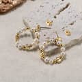 14K Gold Plated 925 Silver Freshwater Pearl Hoop Dangle Earrings 2