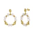 14K Gold Plated 925 Silver Freshwater Pearl Hoop Dangle Earrings 3