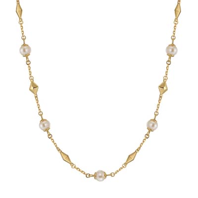 Elegant Freshwater Pearl Chain Necklace 925 Sterling Silver Design detail 1
