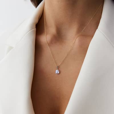 Unique Natural Freshwater Baroque Single Pearl Necklace detail 2