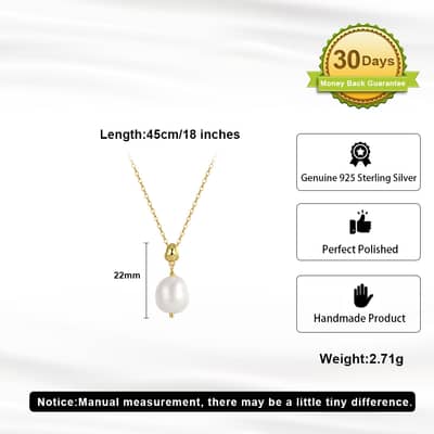 Unique Natural Freshwater Baroque Single Pearl Necklace detail 4