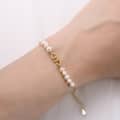5mm 925 Sterling Silver Cuban Chain Bracelet, Gold Plated with Pearl 2