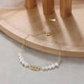 5mm 925 Sterling Silver Cuban Chain Bracelet, Gold Plated with Pearl 3
