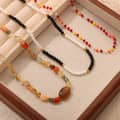 Natural Stone Handmade Beaded Stainless Steel Necklace Agate 18K 2