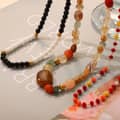 Natural Stone Handmade Beaded Stainless Steel Necklace Agate 18K 5