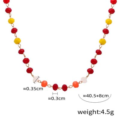 Natural Stone Handmade Beaded Stainless Steel Necklace Agate 18K detail 6