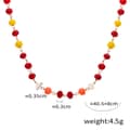 Natural Stone Handmade Beaded Stainless Steel Necklace Agate 18K 6