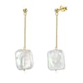 925 Silver 14K Gold Plated Irregular Square Baroque Natural Freshwater Pearl Drop Earrings 1