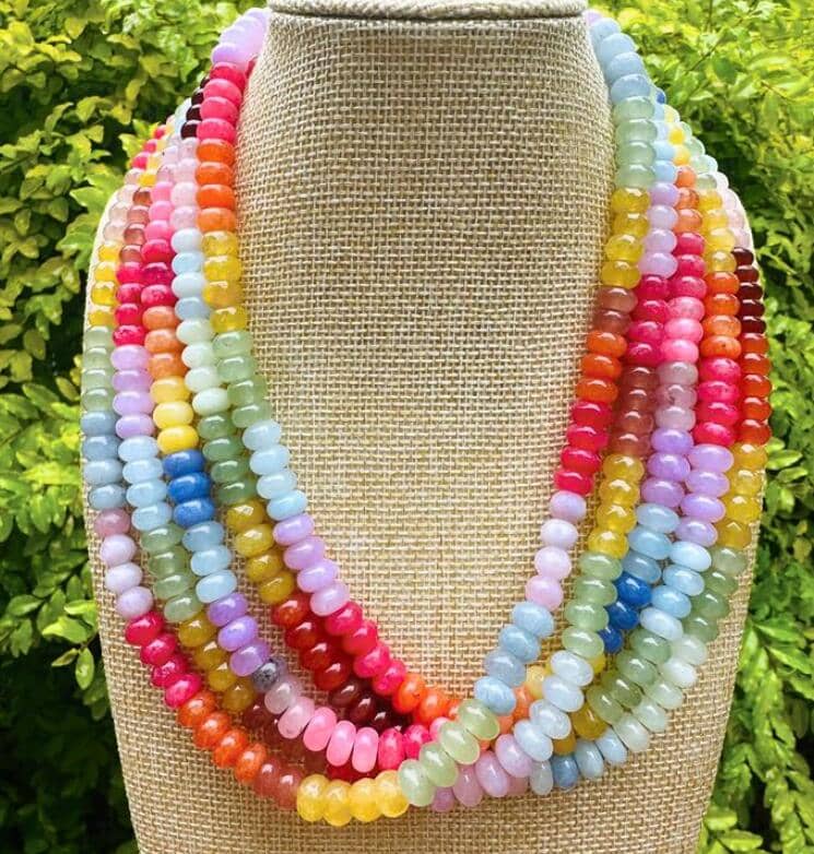 Natural Stone Necklace Stainless Steel Waterproof Beads Tags With Logo - main