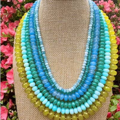 Natural Stone Necklace Stainless Steel Waterproof Beads Tags With Logo detail 4