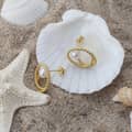 14K Gold Plated Double-Layer Beads Freshwater Pearl Stud Earrings 925 Sterling Silver 3