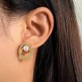14K Gold Plated Double-Layer Beads Freshwater Pearl Stud Earrings 925 Sterling Silver 6