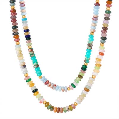 Handmade Beaded Stainless Steel Beads Necklace 18K Natural Stone detail 1