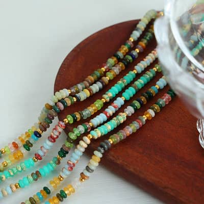 Handmade Beaded Stainless Steel Beads Necklace 18K Natural Stone detail 3